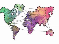 colourful worldmap with connected points