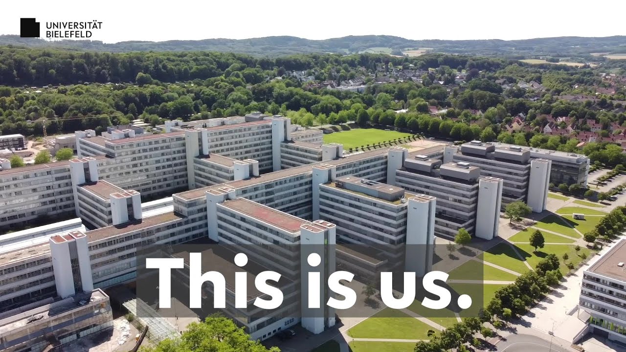 A bird's eye view of the main university building at Bielefeld University