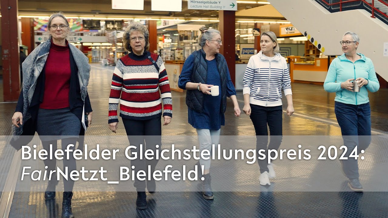 Kernteam von FairNetzt in der Uni Halle, Untertitel Bielefelder Gleichstellungspreis 2024: FairNetzt_Bielefeld!