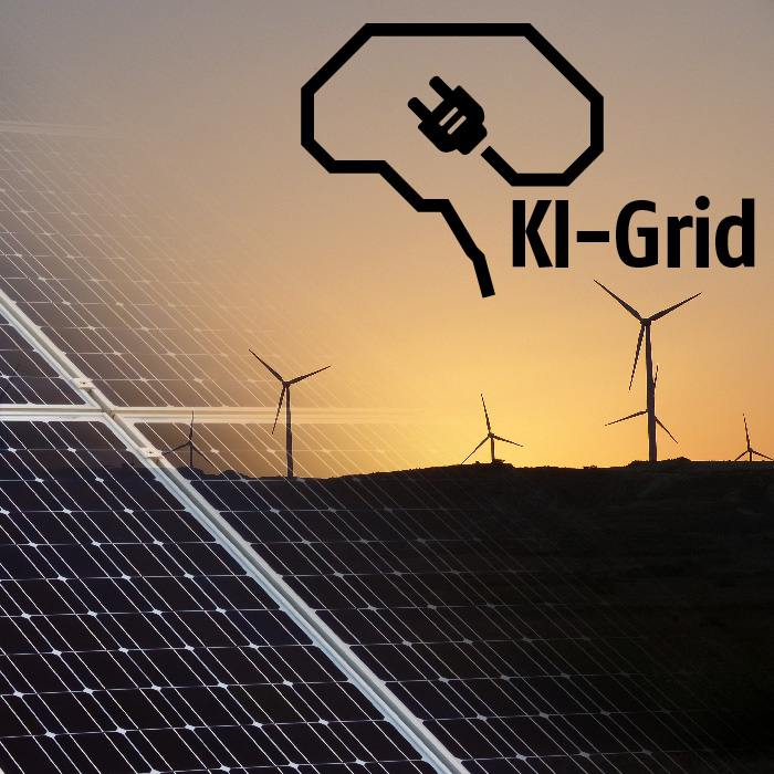 KI-Grid Logo, Solarzellen, Windrder 