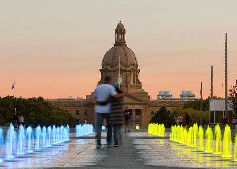 Federal Building in Edmonton at dusk