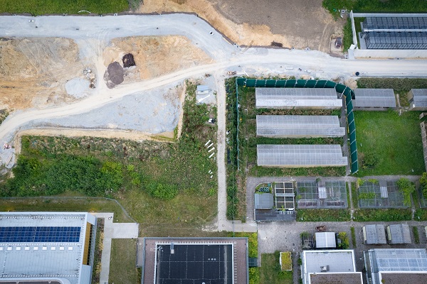 Vogelpersektive auf die Baustelle Campus Süd