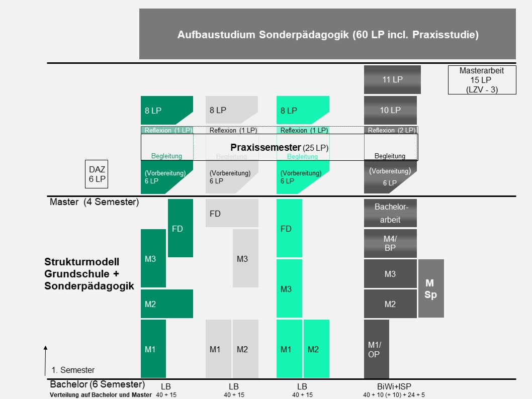 Aufbau des Studiums für das Lehramt an Grundschulen mit integrierter Sonderpädagogik