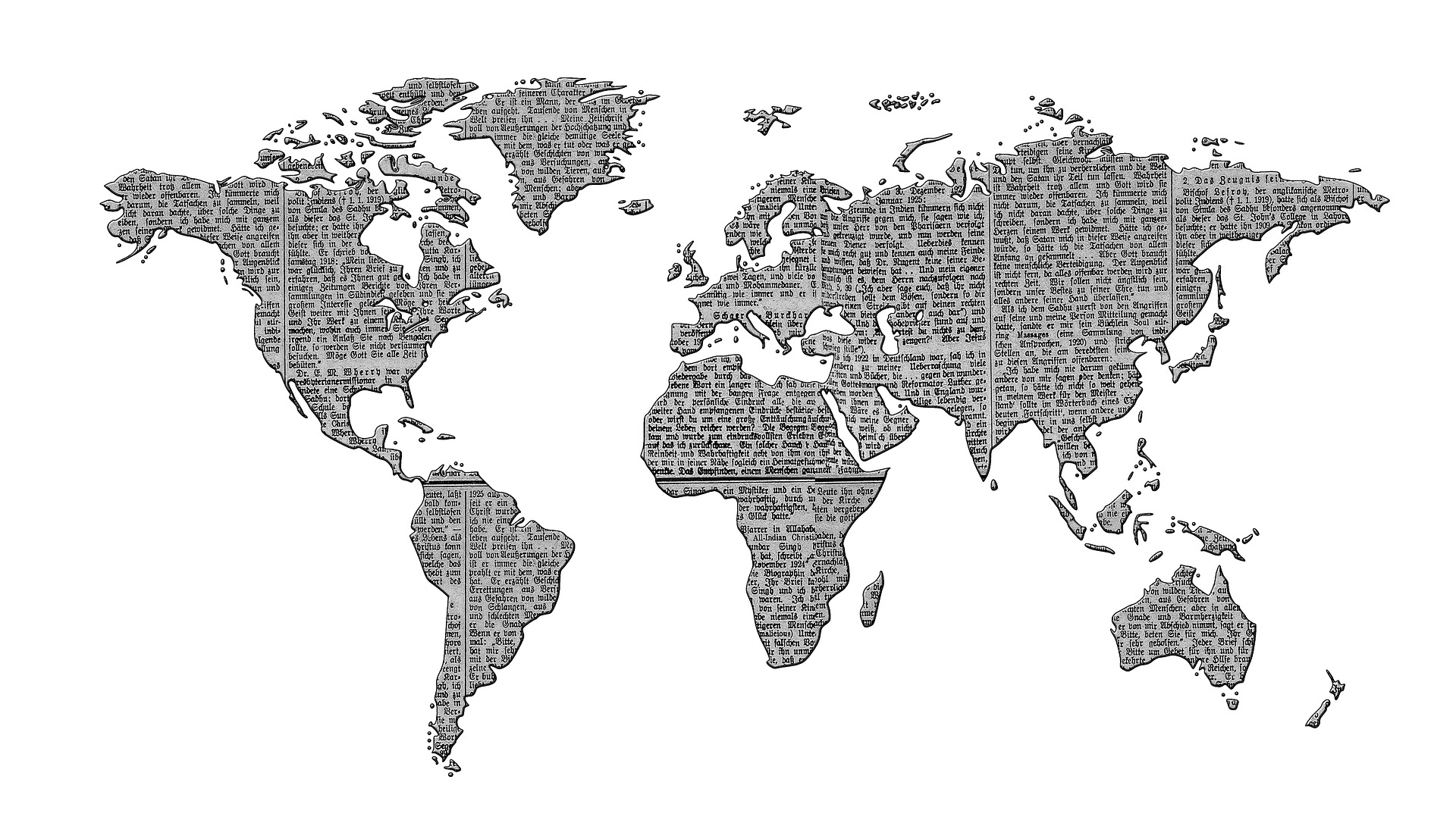 Kachel Presse - Eine Weltkarte im Design einer Zeitung