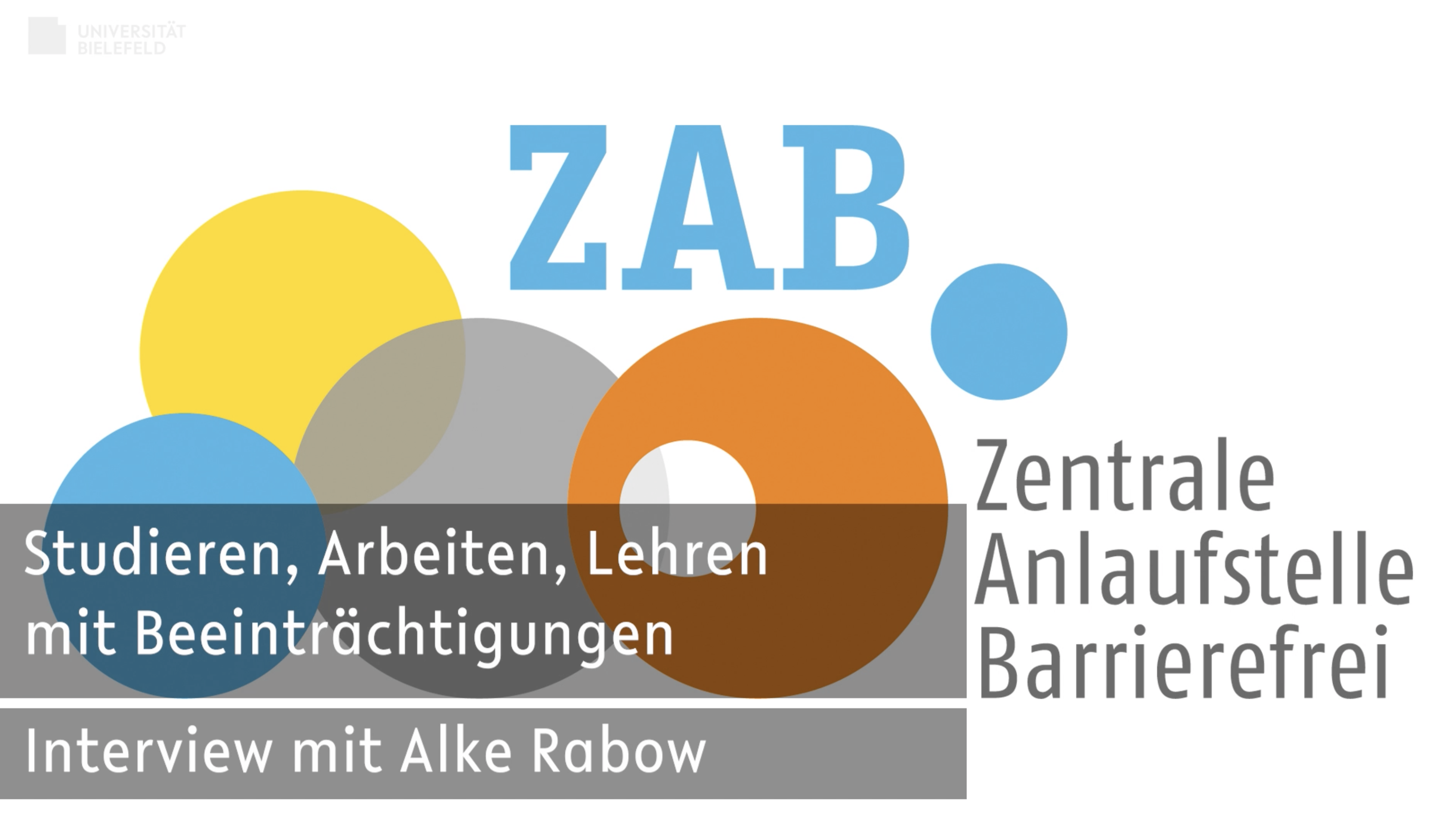 ZAB-Logo mit der Aufschrift: "Vielfalt der Behinderung. Studieren, Arbeiten und Lehren mit Beeinträchtigungen an der Uni Bielefeld"