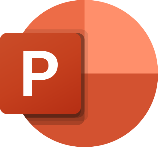 Logo von Microsoft Powerpoint welches ein weißes P auf roten Grund zeigt.