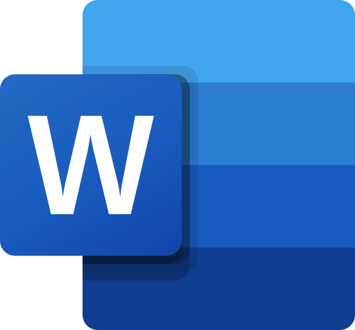Logo von Microsoft Word welches ein W auf blauen Grund zeigt in verschiedenen blau abstufungen