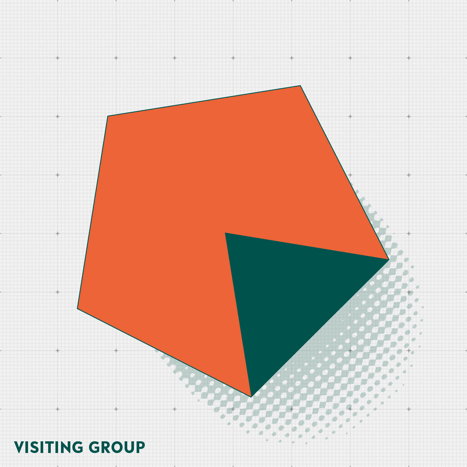Graphic: an orange pentagon with a green triangle on it, representing the length of a Visiting Group