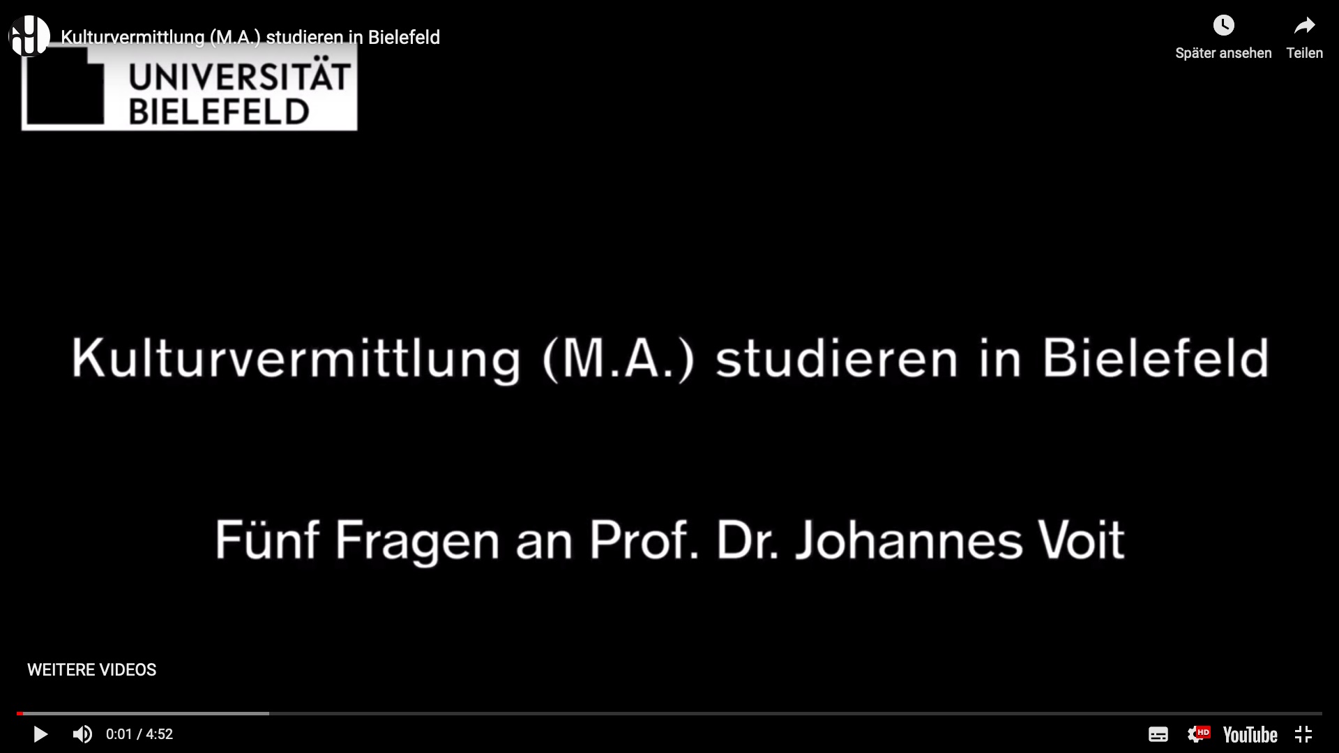 Kulturvermittlung (M. A.) studieren in Bielefeld - Fnf Fragen an Prof. Dr. Johannes Voit