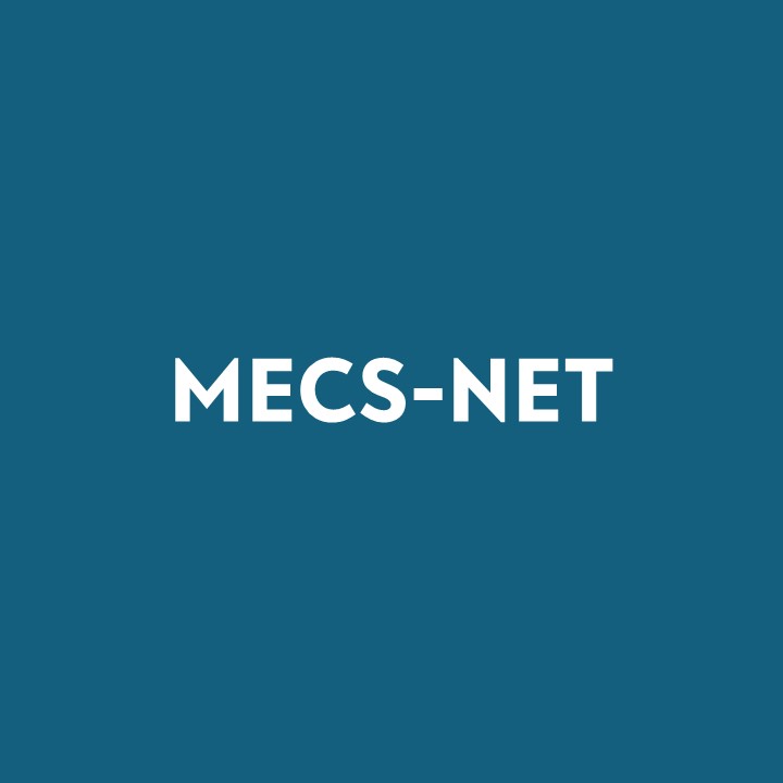 Blaues Quadrat mit Schrift "NETwork - MECS-Net"
