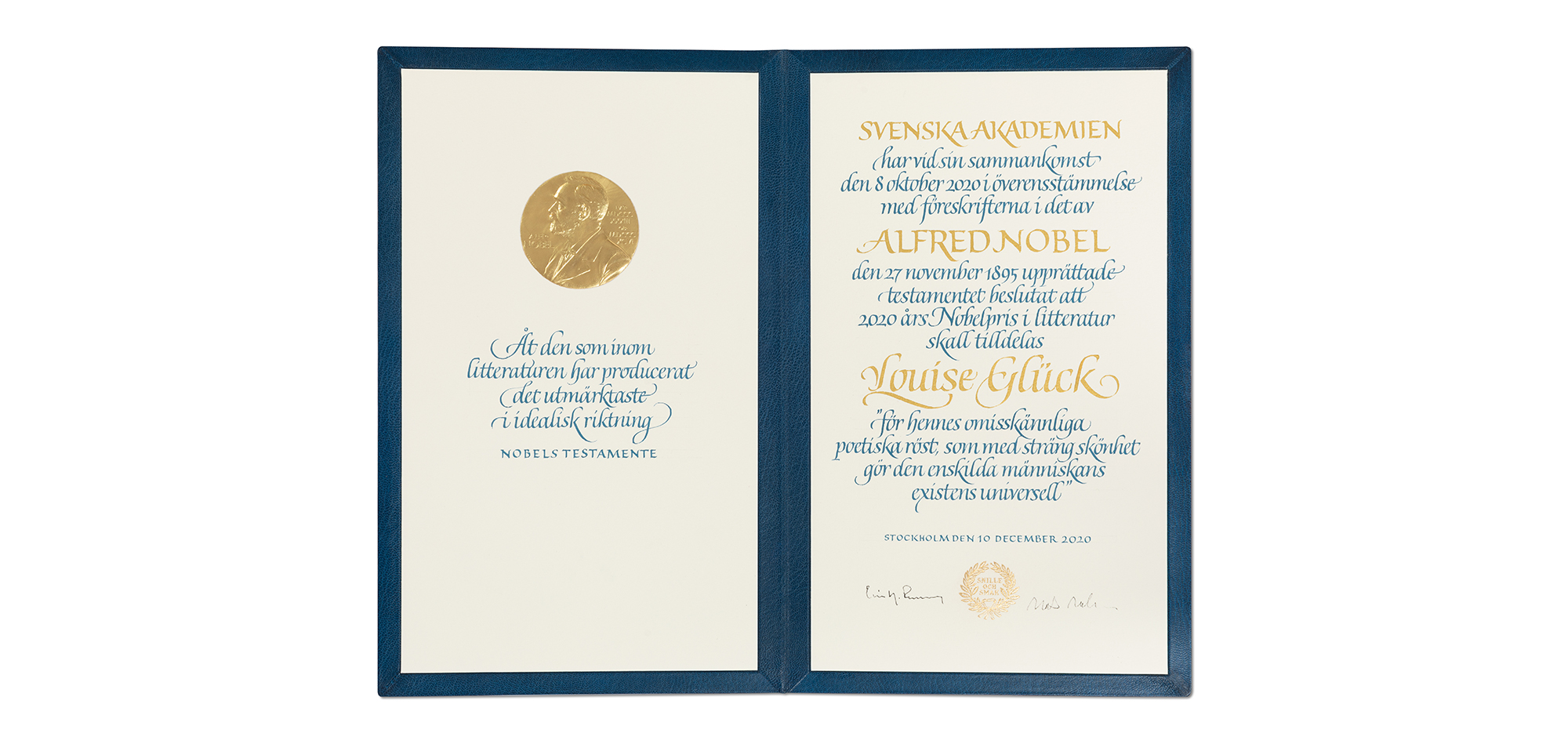 Nobelpreisurkunde von Luise Glück